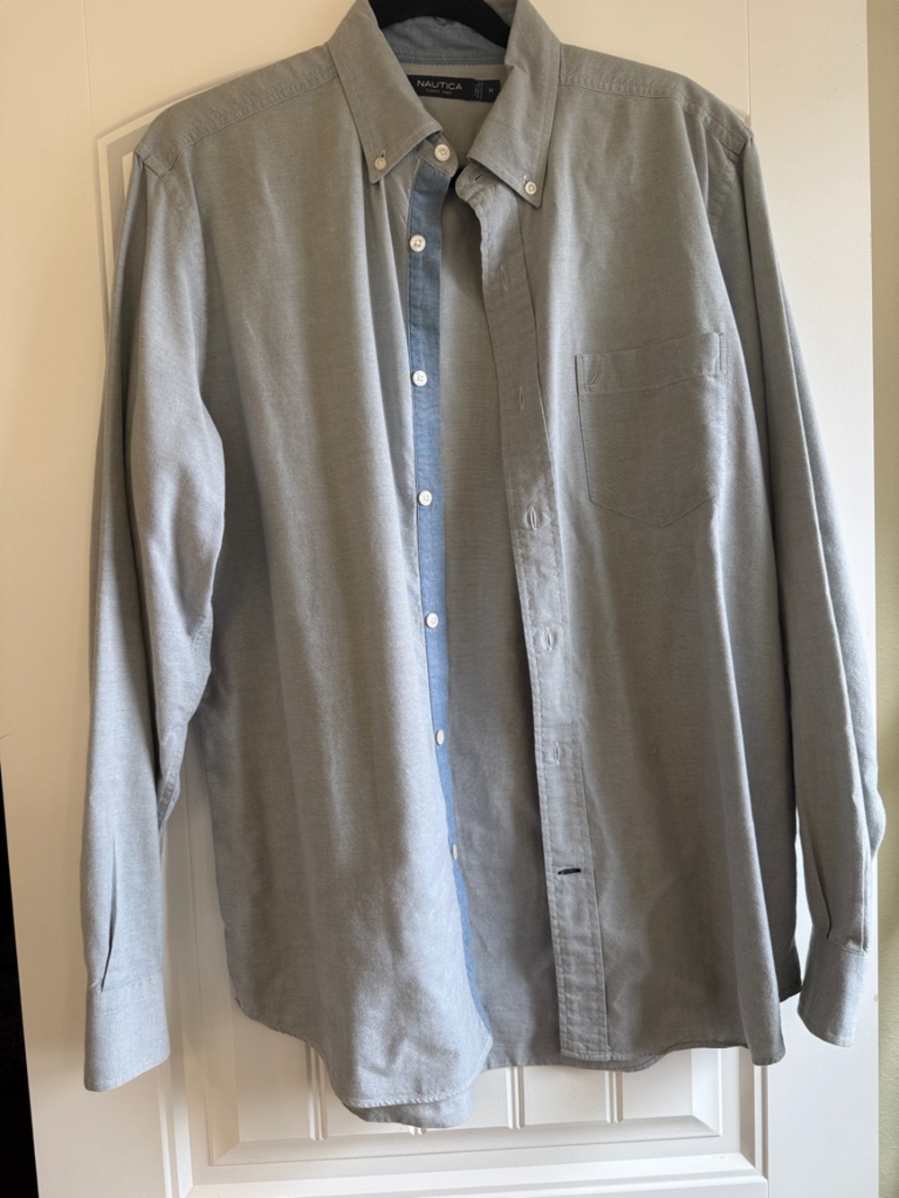 Nautica Light Blue Button-Down Shirt with Blue Inner Placket